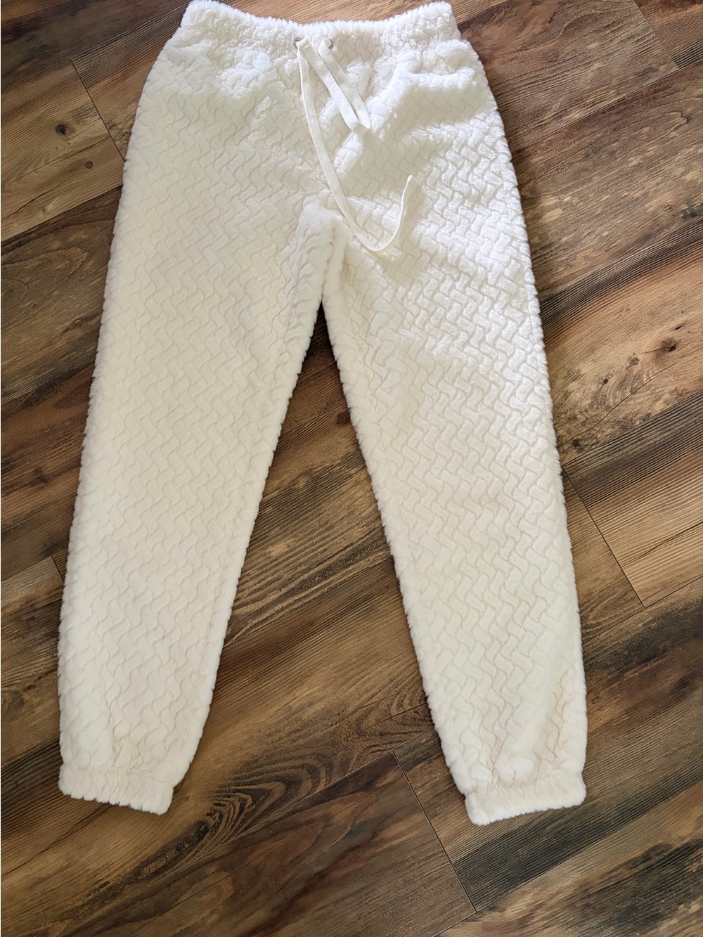 Crave Fame Off-White Plush Fleece Joggers
